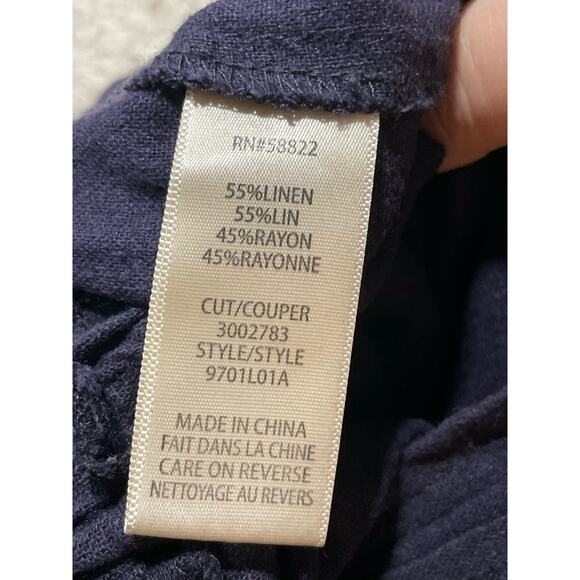 Max Studios Paperbag Casual Pants Linen Blend Women's Size Small Blue - Picture 8 of 10